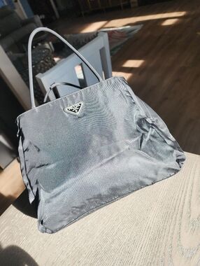 Authentic Prada Black Nylon Tote with Triangle Logo